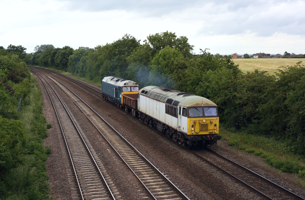 56103 powers away from Syston South Junction as it passes Thurmaston on 19th June 2018, working the 6Z65 Doncaster Up Decoy - Leicester LIP.